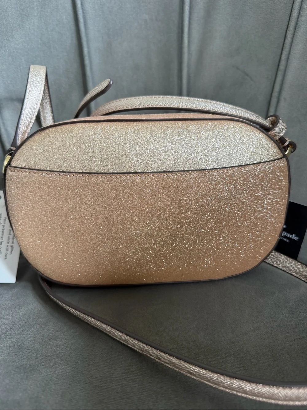 kate spade Glitter Crossbody in Gold and Tan Strap